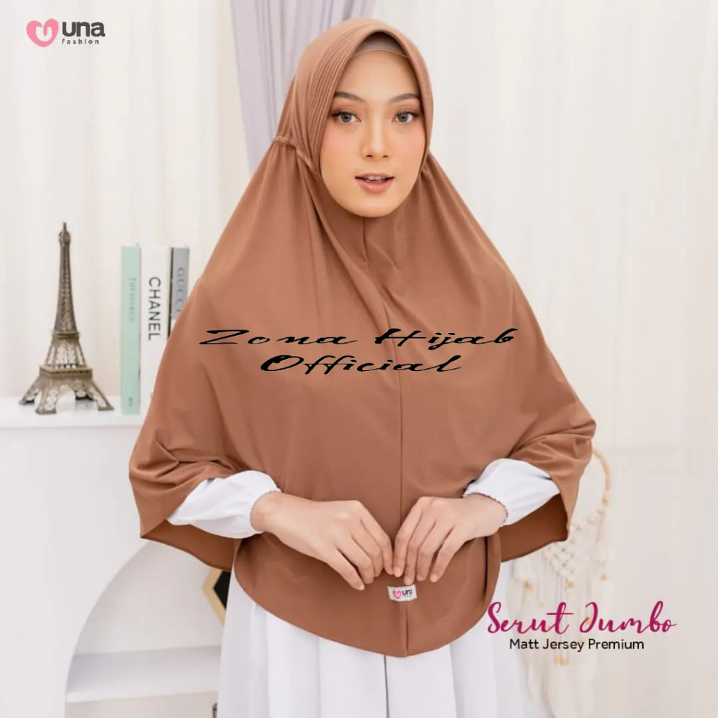 Jilbab Instan Serut Hamidah Spandex Jersey ukuran XL | Bergo Khimar Jumbo Tali Belakang | Kerudung J