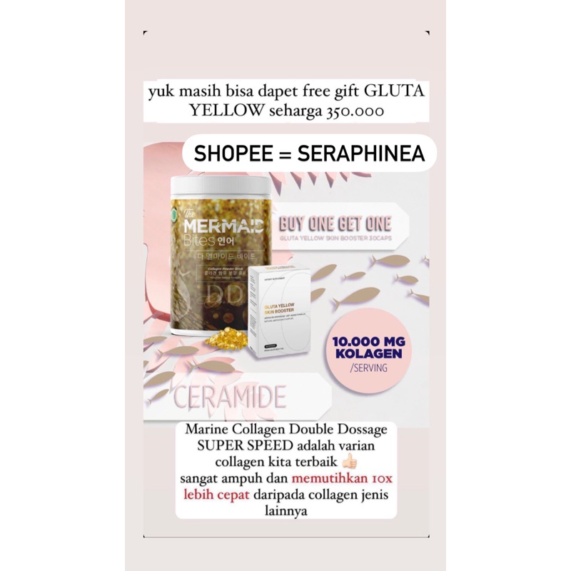 (BPOM HALAL MUI) JAR DD FREE GYB 30 KAPAUL CHROMOSOME MARINE COLLAGEN 300GRAM BY THE MERMAID BITES