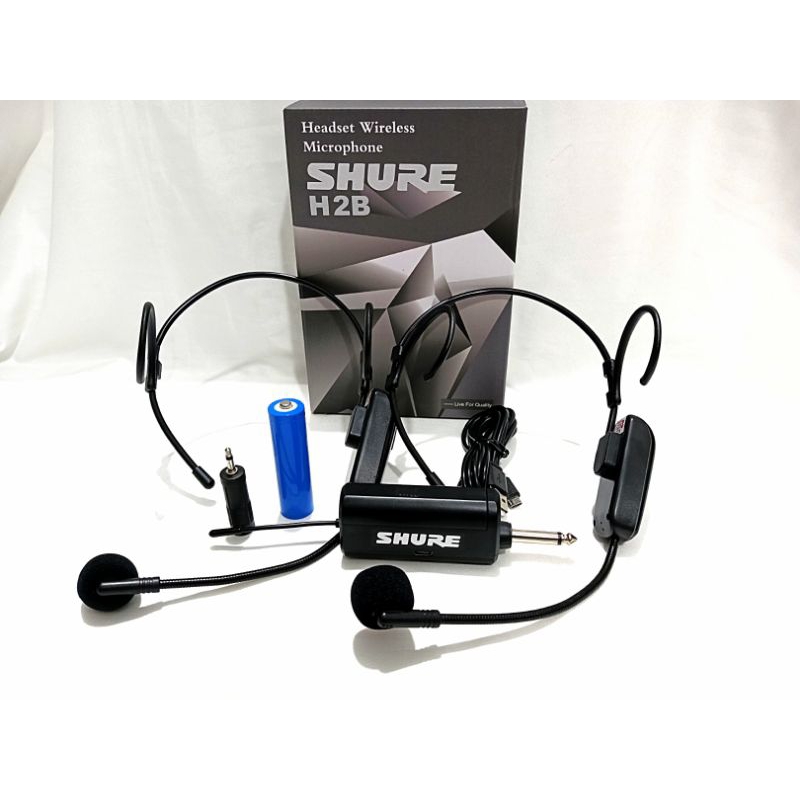 Mic wireless H2B( 2 Mic)  Bando Pakai Charger | (SHURE)