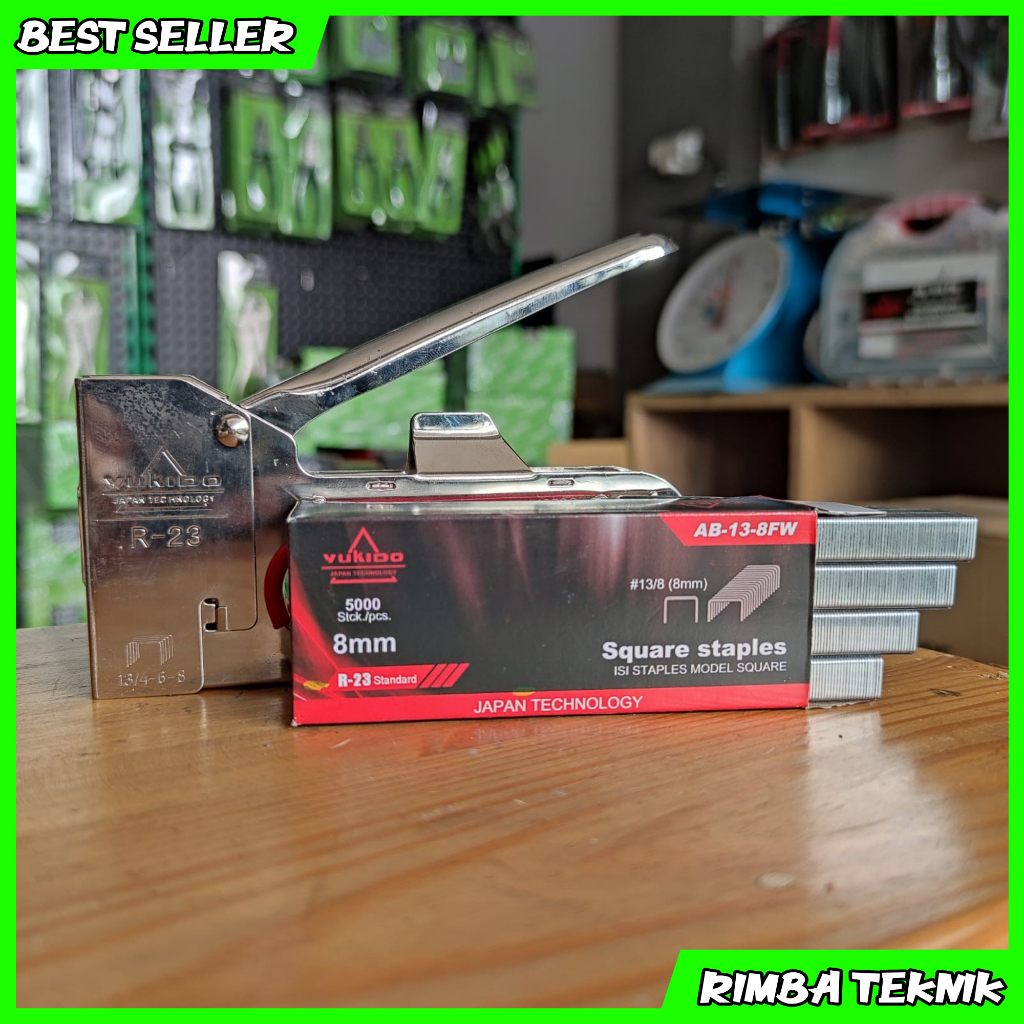 

Staples Tembak R23 Paket + Isi 5000pcs Gun Tacker Stapler Staples Perekat Powerfull YUKIDO