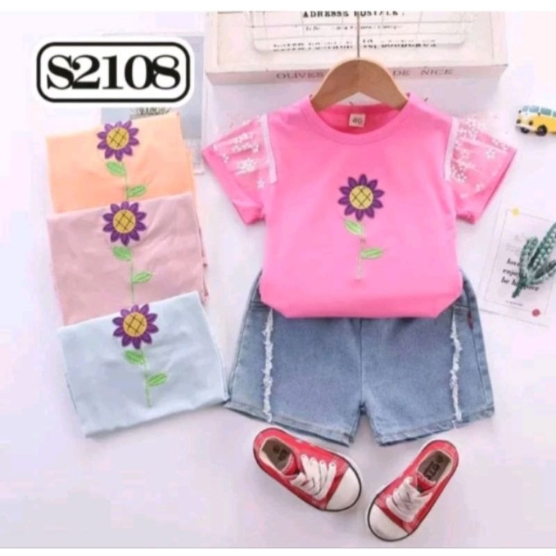 14. Set jeans Wayne anak perempuan import premium hp bordir bunga