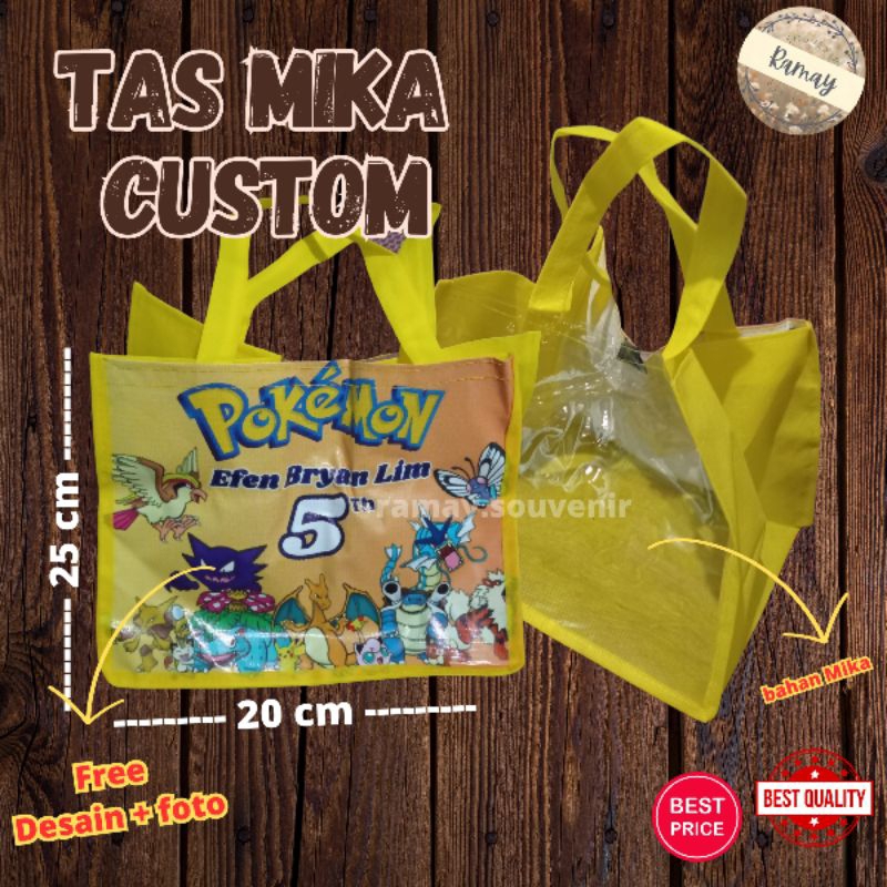 

TAS CUSTOM MIKA MURAH FREE DESAIN/TAS ULTAH/GOODIE BAG LUCU/UK.25X20X20 TERLARIS