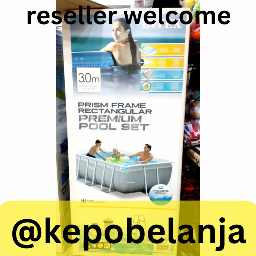 PROMO Kolam Renang Intex 26784 Prism Frame Rectangular Pool Set 3 meter