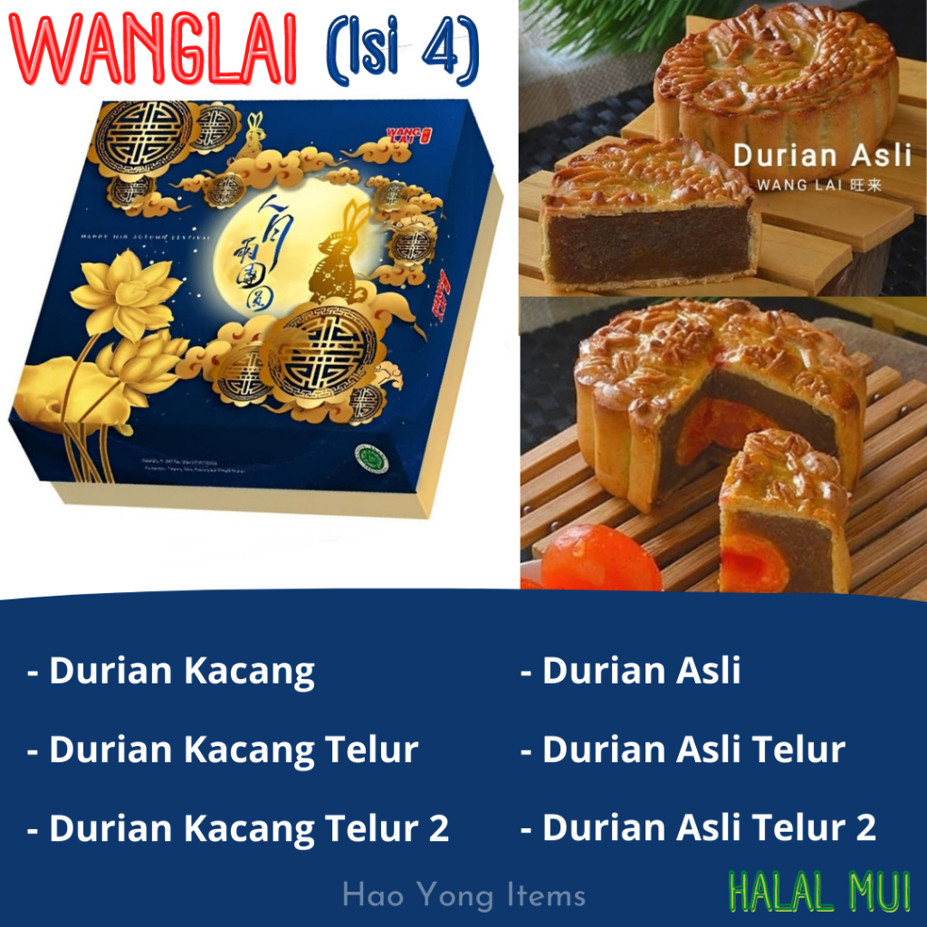 

Kue Bulan Mooncake Wang Lai rasa Durian Asli Durian Kacang / Kue Bulan Wanglai