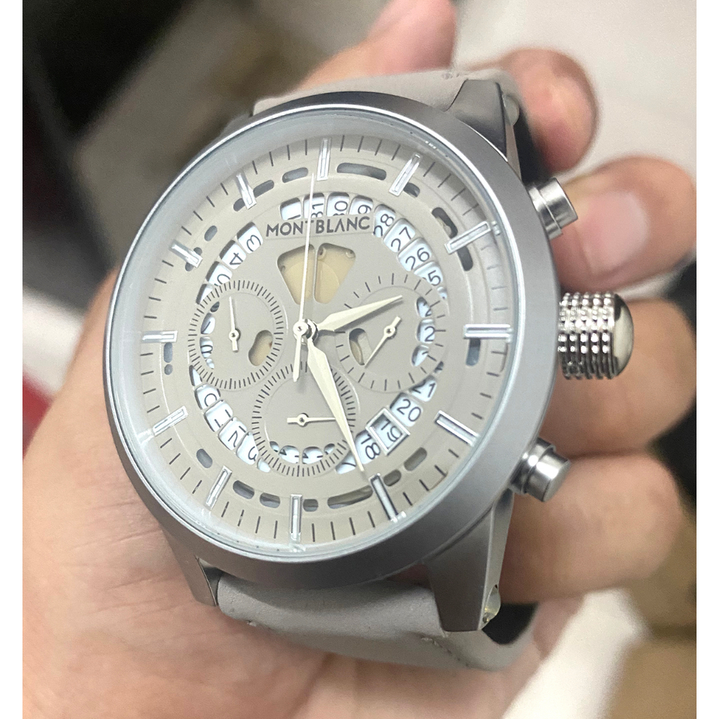 Detail Produk Dari JBS JAM TANGAN 2023 Chronograph MONTBIANC Kualitas Premium Tali Kulit Pria