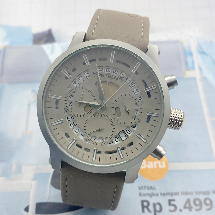 Detail Produk Dari JBS JAM TANGAN 2023 Chronograph MONTBIANC Kualitas Premium Tali Kulit Pria