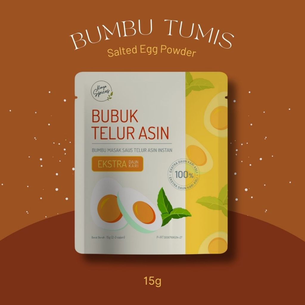 

Raya Spices - Salted Egg Powder - Bumbu Tumis Telur Asin Bubuk 15g Extra Daun Kari