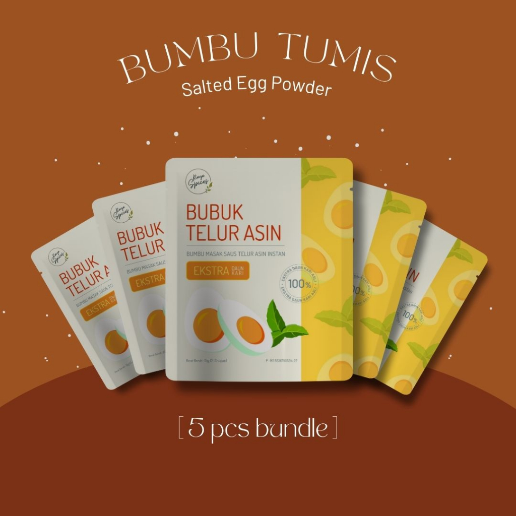 

Raya Spices - Salted Egg Powder - Bumbu Tumis Telur Asin Bubuk 15g Extra Daun Kari (5pcs)