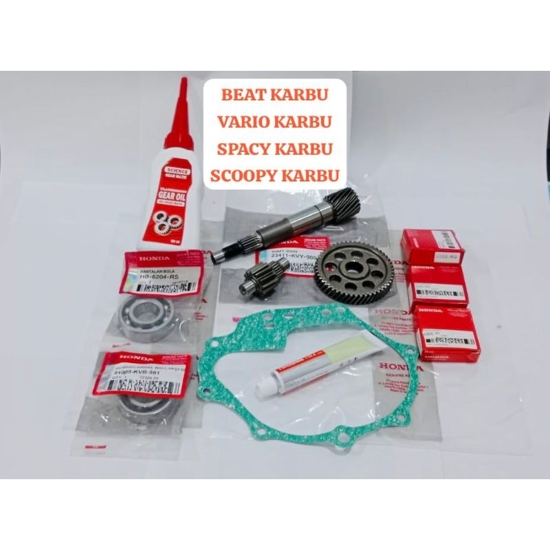 GIGI GIR RASIO CVT BEAT KARBU VARIO KARBU SCOOPY KARBU SPACY KARBU HONDA KVY SET LAHER PACKING OLI T