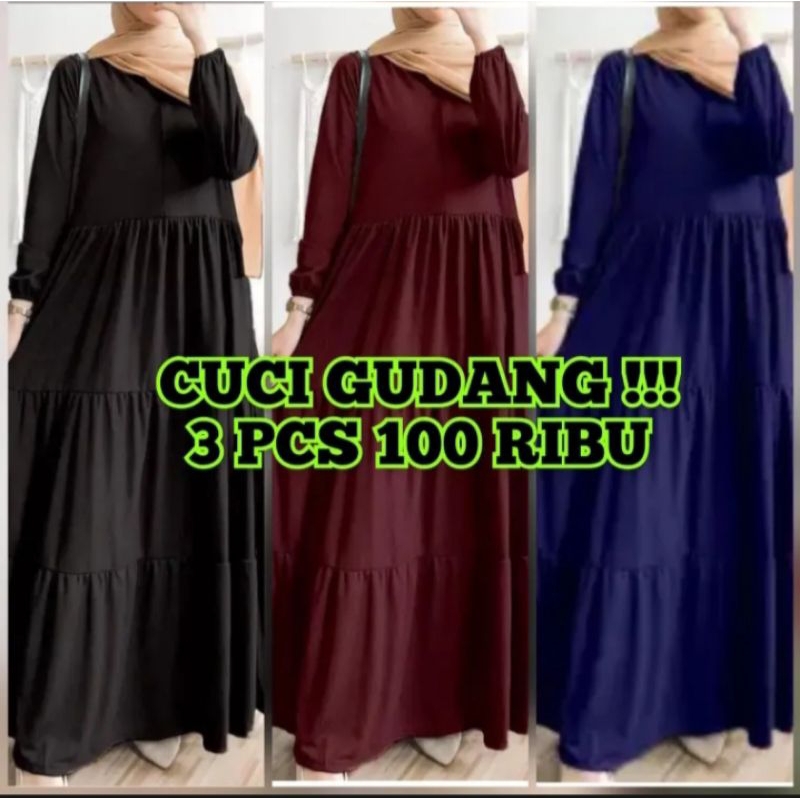 CUCI GUDANG GAMIS MUSLIMAH DEWASA 100RIBU DAPAT 3 GAMIS