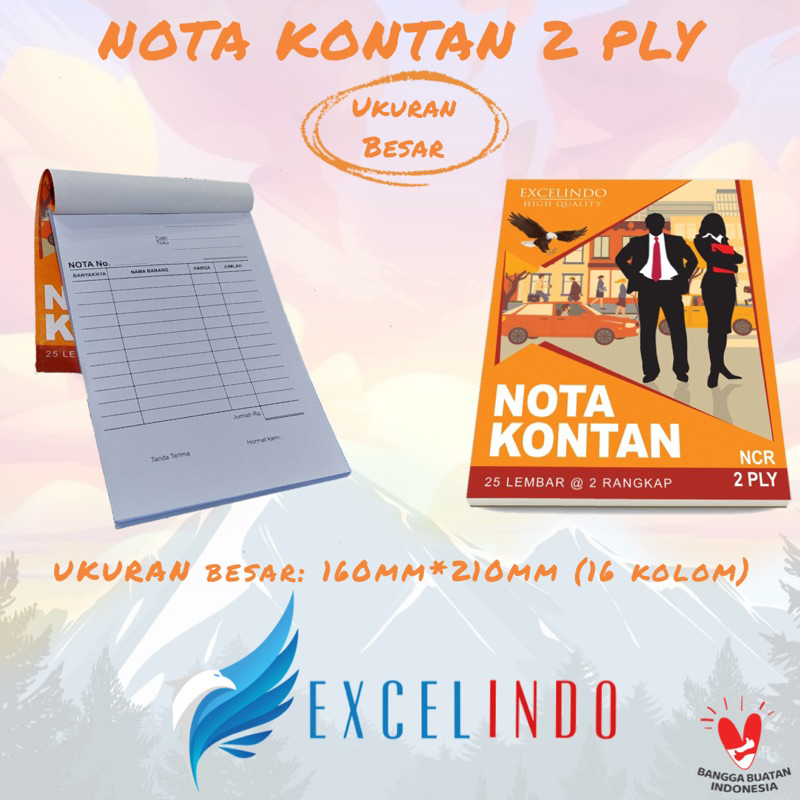 

(1 PACK/10 BUKU) Nota Kontan 2 ply NCR UKURAN BESAR (160mm*210mm) merk Excelindo