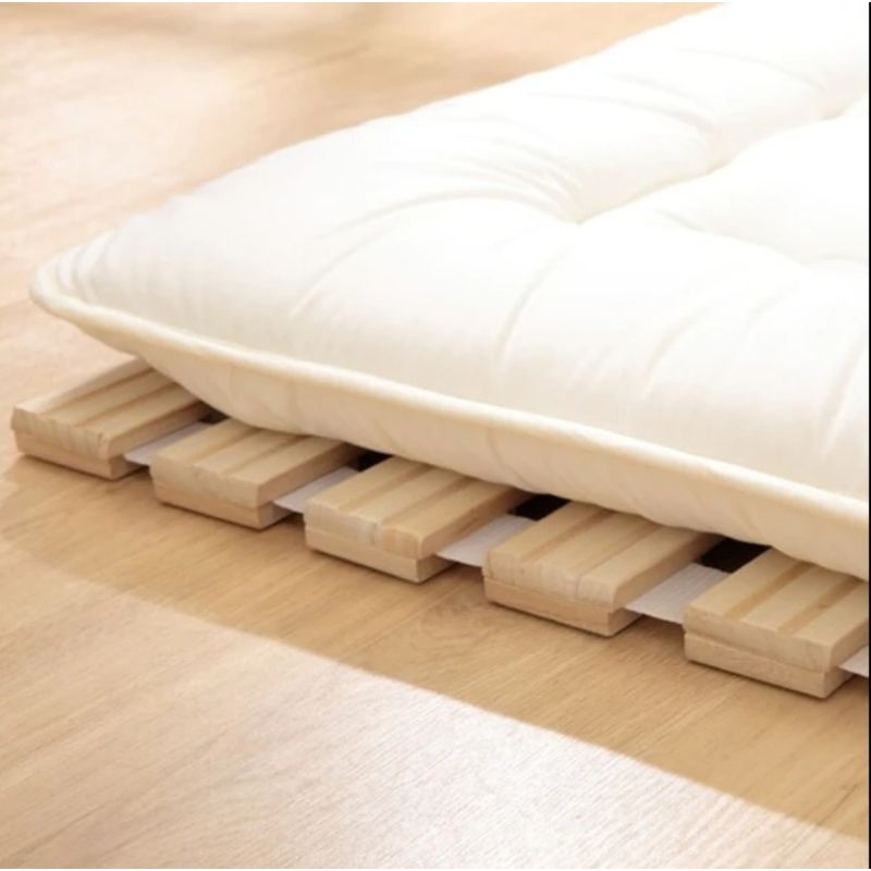 Alas kasur springbed kayu solid roling gaya jepang