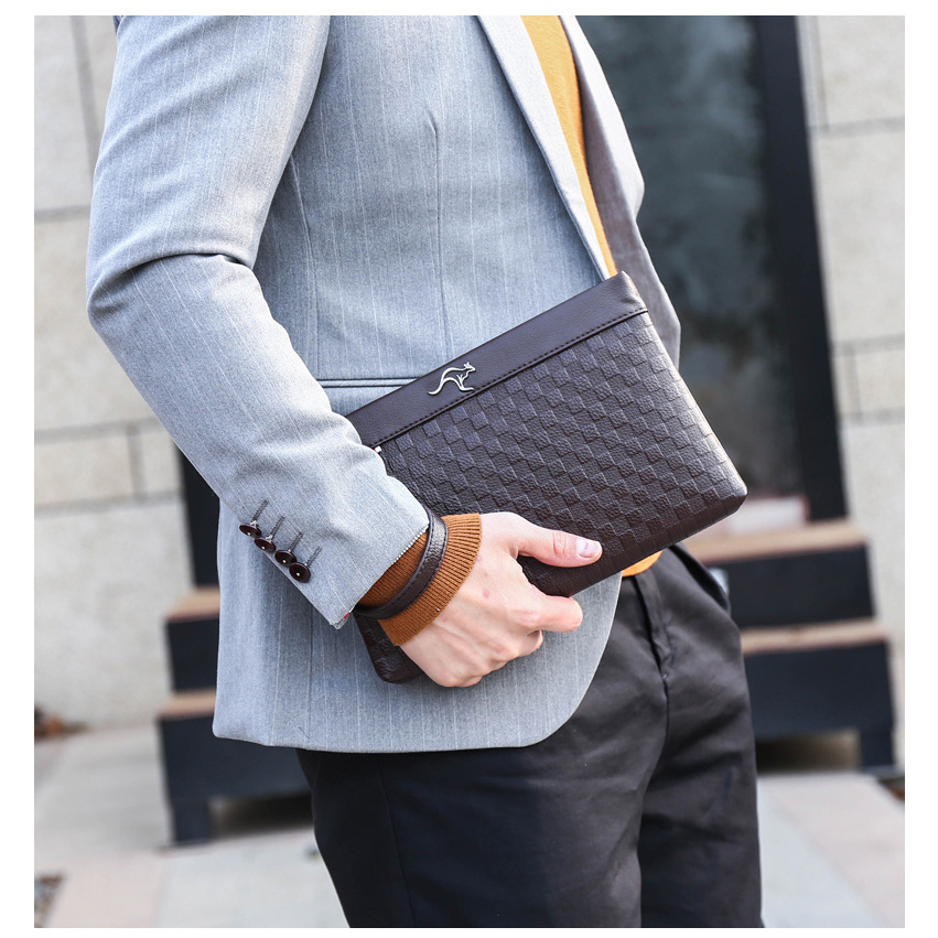 original tas tangan clutch pria cowok dompet tangan besar tipis serbaguna import bahan kulit pu