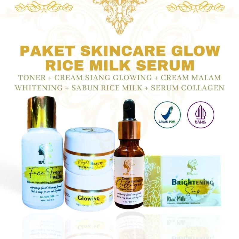 PAKET SKINCARE GLOW SABUN RICEMILK + SERUM ERL BEAUTY