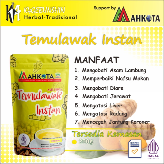 

Minuman Herbal Bubuk Sari Temulawak Mahkota Obat Lambung dan Nafsu Makan Tinggal seduh 100% Alami