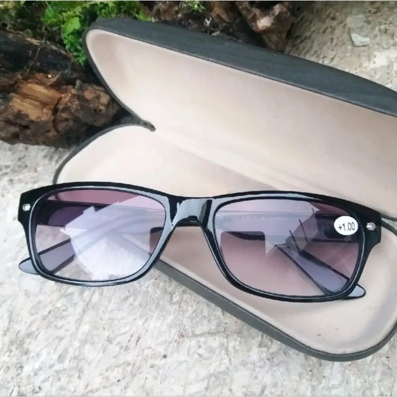 Cod Kacamata Baca Plus Baca Dan Jalan Lensa Hitam kacamata doubel fokus free kotak dan kain lap