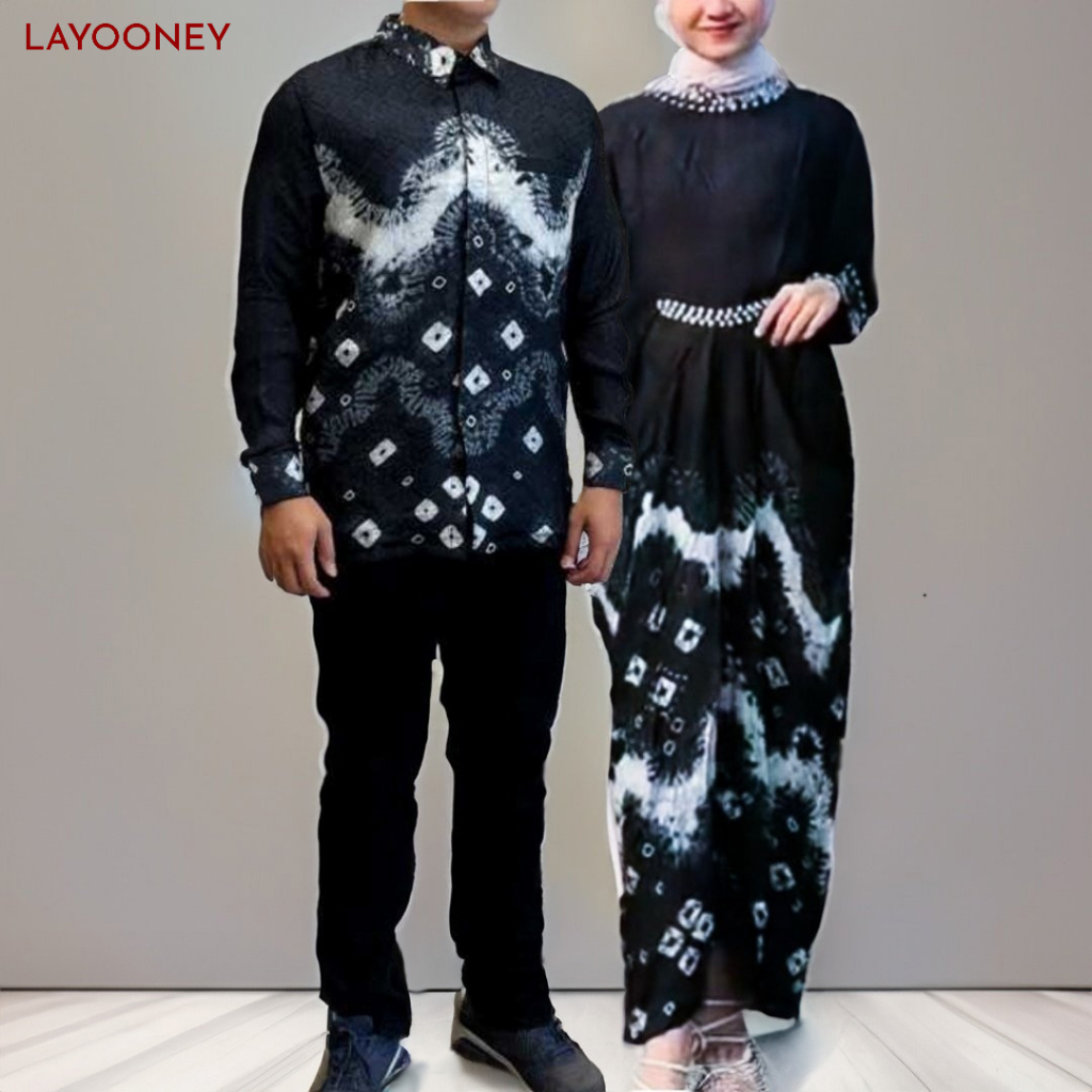 Ateefa Kaftan Jumputan Dress Lebaran Setelan Baju Batik Kondangan Couple Cewek Cowok Pasangan Keluar