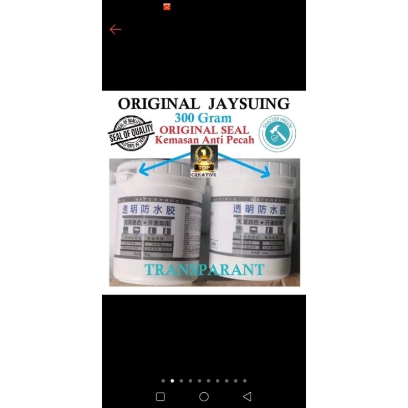 Jaysuing original 300gr lem transparan anti bocor genteng kamar mandi keramik kolam.