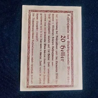 koleksi Uang Darurat Notgeld Jerman-Austria Raffebschein 20 Heller 1920