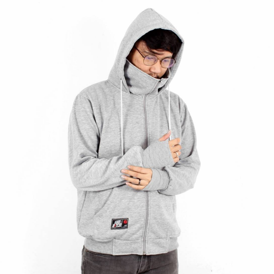 NINJA HOODIE MEN LONG SLEEVE HOODIE+MASK JAKET SWEATER HOODIE PRIA ZIPPER FLEECE TEBAL