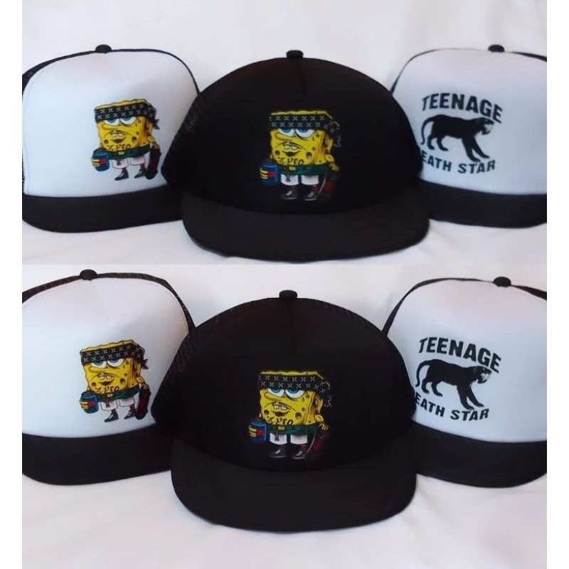 Topi Snapback Jaring Nobita Doraemon, Spongebob, Bart simpson, Premium distro topi karakter kartun