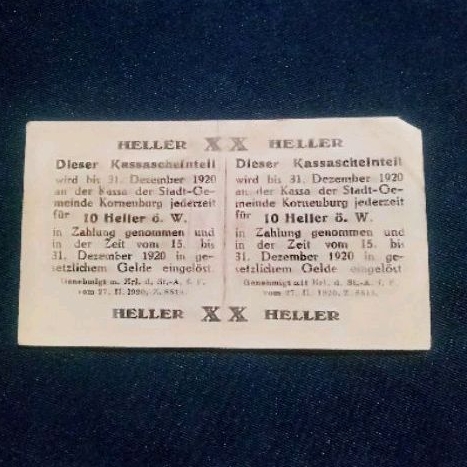 Koleksi Uang Darurat Notgeld Jerman-Austria 10 Heller Korneoburg