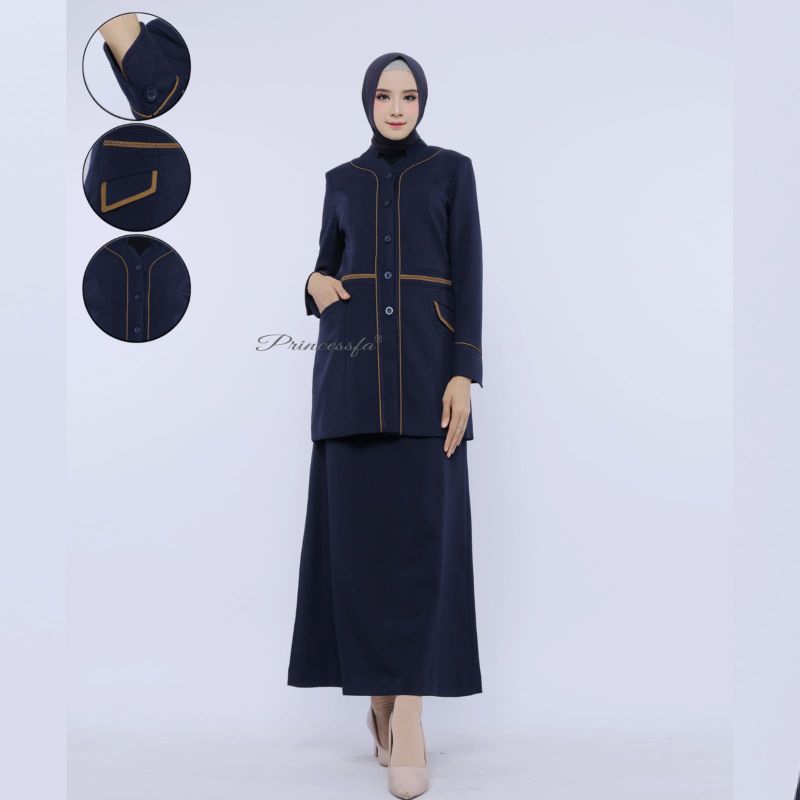 Seragam Princessfa Baju Dinas PDH Dongker wanita Seragam Guru Biru Dongker Rok Span Seragam Biiru Do