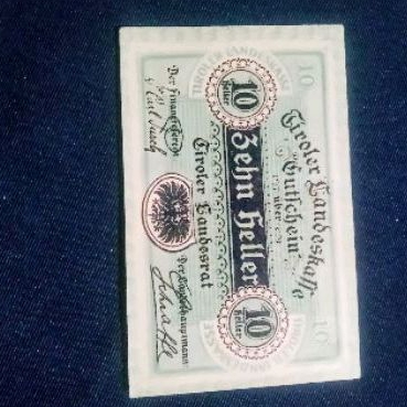 koleksi Uang Kertas Darirat Jerman Austria 10 Heller Landskaff