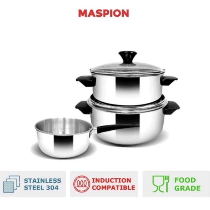 Panci Set Stainless Maspion Panda Lily Stainless Steel