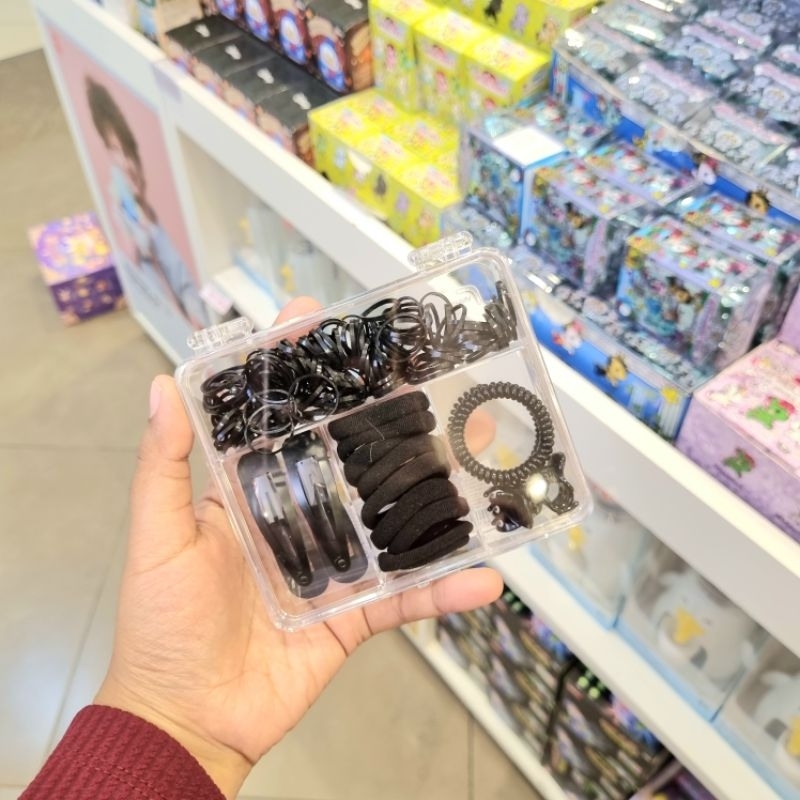 MINISO BLACK SERIES ADULT HAIR ACCESORIES KIT / KARET DAN JEPIT RAMBUT ISI 125 PCS WARNA HITAM