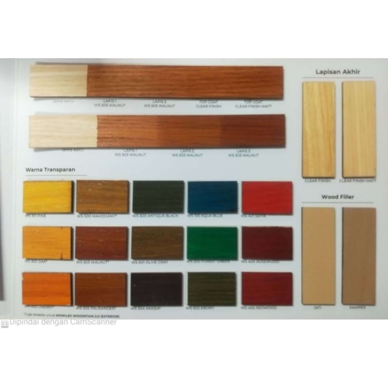Catalog warna Mowilex woodstain