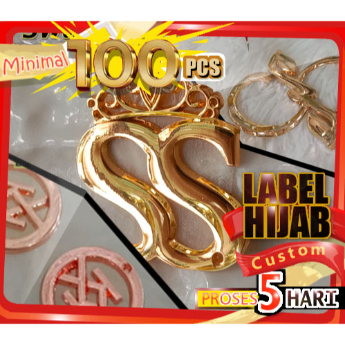 Pabrik label hijab custom alloy anhas desain sendiri aksesoris kerudung jilbaba buat merk dan logo d