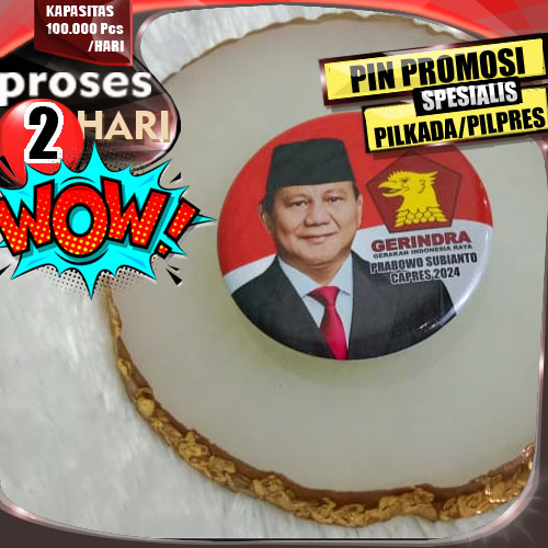 PIN KALENG PENITI - PIN PROMOSI - PIN CUSTOM, PILKADA - 44 MM / 58 MM PIN PENITI KALENG 58 MM GLOSSY