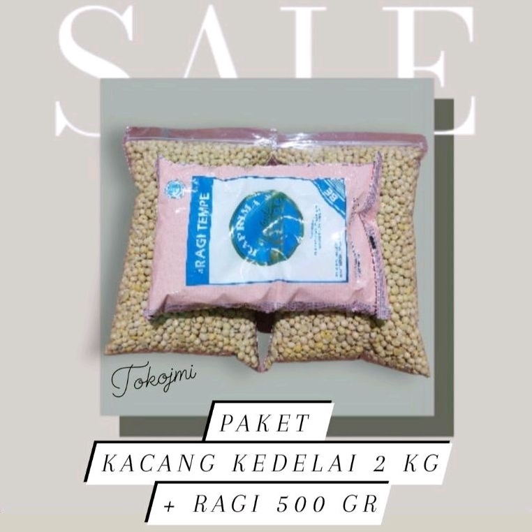 

Paket membuat tempe kacang kedelai 2 kg + ragi 500 gram