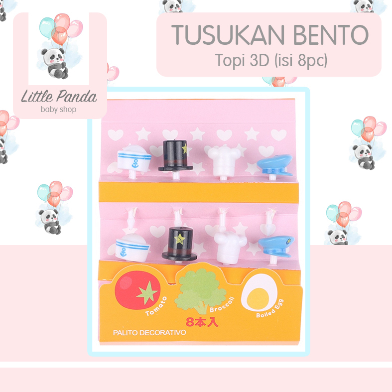 Tusukan Bento Karakter lucu - Topi 3D