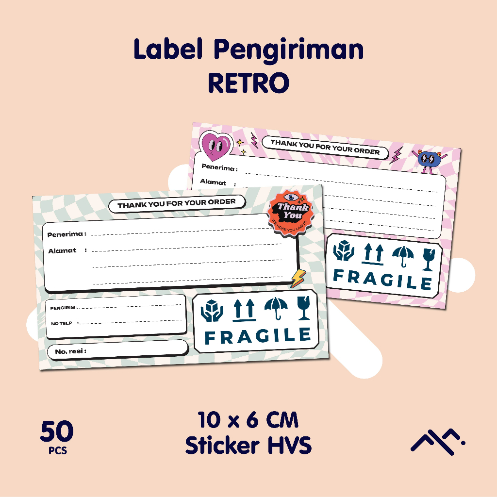 

[50PCS] Label Pengiriman Retro | Label Olshop | Sticker Resi | Stiker lucu | Stiker Paket | Sticker Ekspedisi | Sticker
