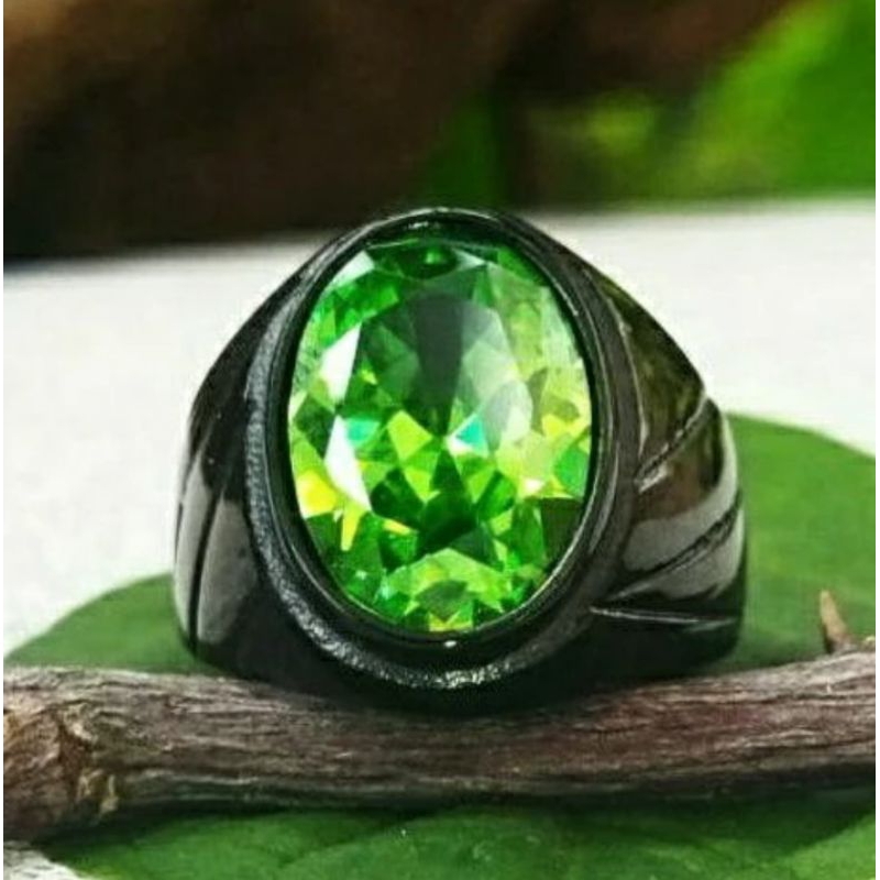 CINCIN BATU PERMATA GREEN AQUAMARINE ORIGINAL