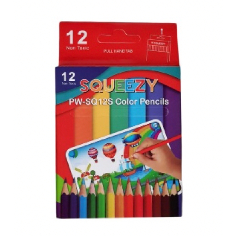 

PENSIL WARNA PENDEK SQUEEZY PW-SQ12S isi 12