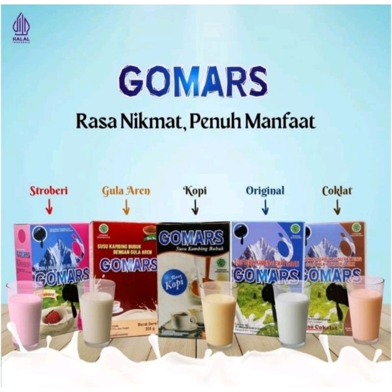 

gomars susu gomars susu kambing bubuk stroberi/coklat/kopi/putih 200 gram