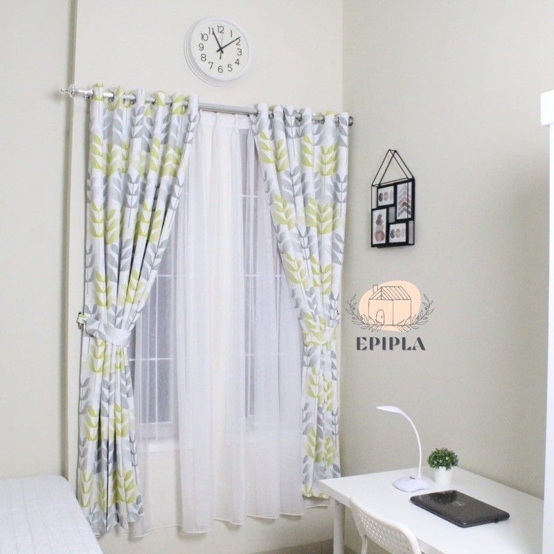 Gorden Jendela Pintu Kamar Horden Jendela Minimalis Model Smokring Motif Bunga Korden Kamar tidur