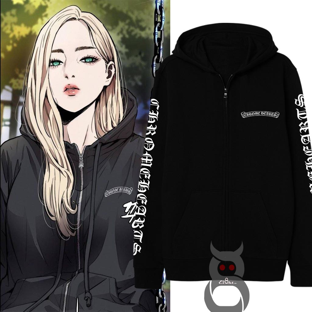 Jaket Zipper Hoodie Chrome Hearts Shelly Jayjo Wind Breaker Manhwa