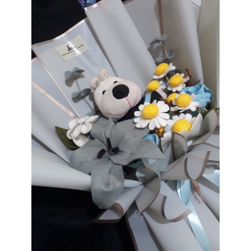 BUKET BONEKA MIX BUNGA UKURAN BESAR - BUKET WISUDA