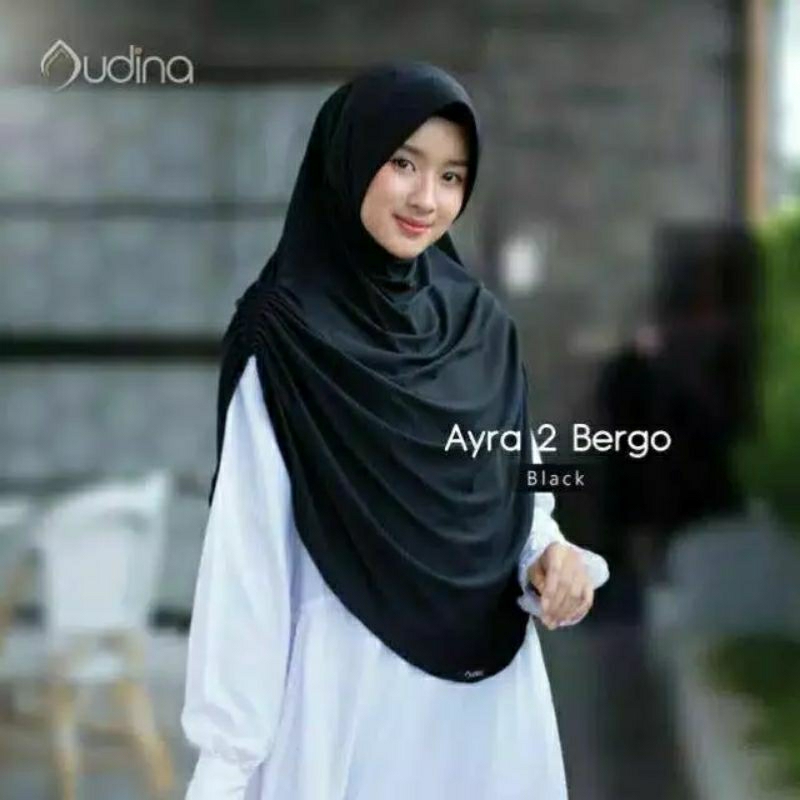 Jilbab Putih Tulang ORI Audina/Jilbab Ayra Black/Bergo Hitam Audina/JilbabUmroh&Haji