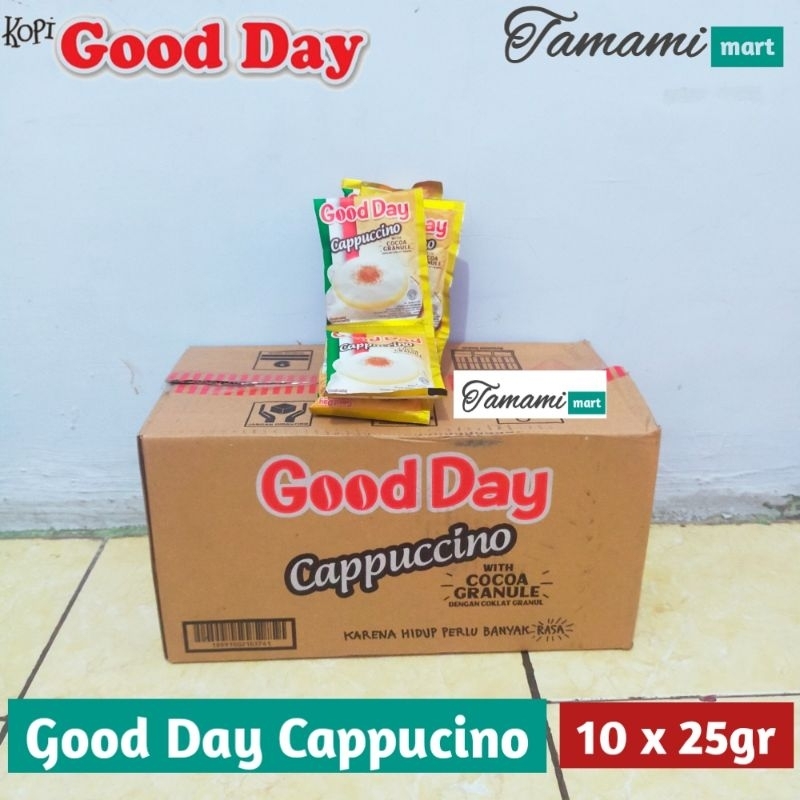 

Good Day Cappuccino 25 gr 1 sachet isi 10 x 25 gr kopi renteng