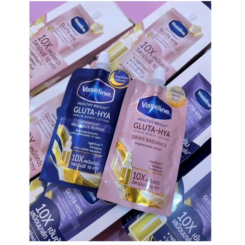Vaseline Gluta Hya Serum Brust Lotion Sachet Dewy Radiance Overnight Radiance