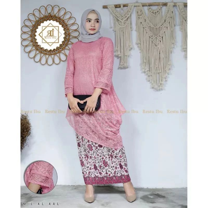 NY KEBAYA- Atasan Kebaya hijab modern Tunik miring / kebaya brokat Kartini / Tunik miring / kebaya m
