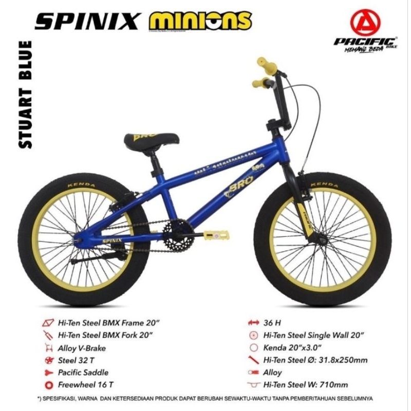 SEPEDA BMX 20" PACIFIC SPINIX MINIONS BAN 3.0