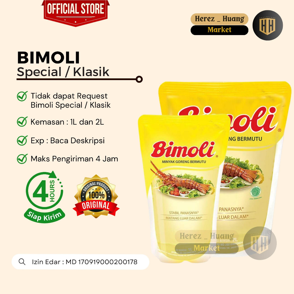 

Bimoli Special / Bimoli Klasik Minyak Goreng Kemasan 2 Liter & 1 Liter - 1 Dus / Karton