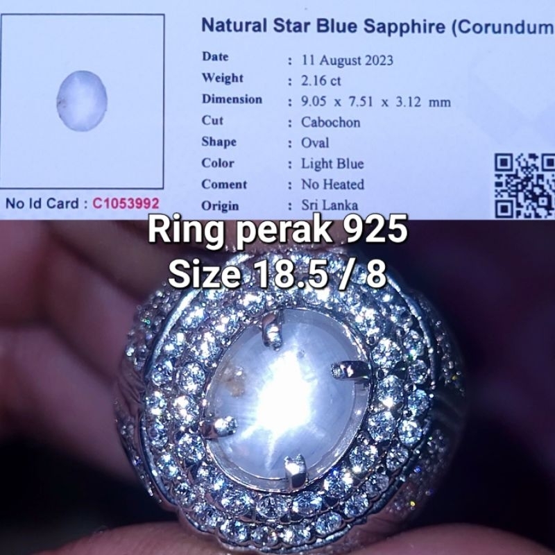 Natural light blue sapphire star ceylon safir srilanka