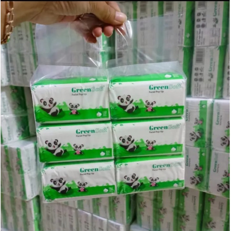 [6 PACK] Paket PROMO Tisue Greensoft Pop (Isi 6pcs Tisue Green Soft size kecil Pop Up)-1